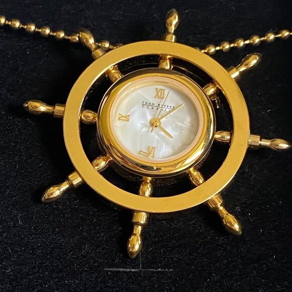 Joan Rivers VTG Nautical Watch Brooch Pendant Necklace - Picture 3 of 11